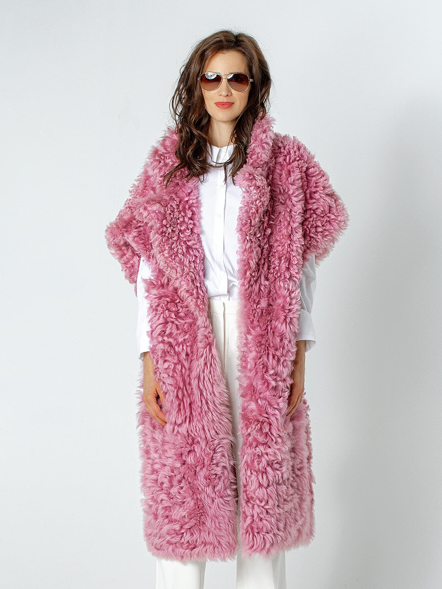 Pink fur vest